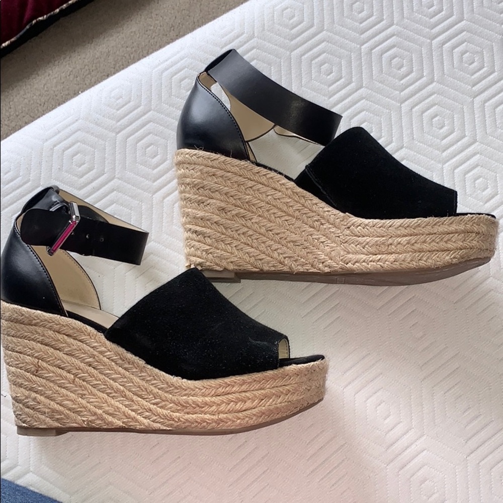 Black wedge sandals